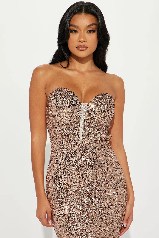 The Most Wanted Sequin Gown - Rose Gold