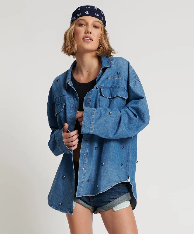 BAY BLUE STUDDED CURTIS DENIM SHIRT