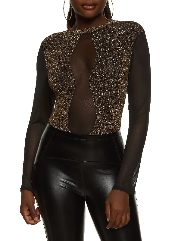 Lurex Mesh Detail Bodysuit