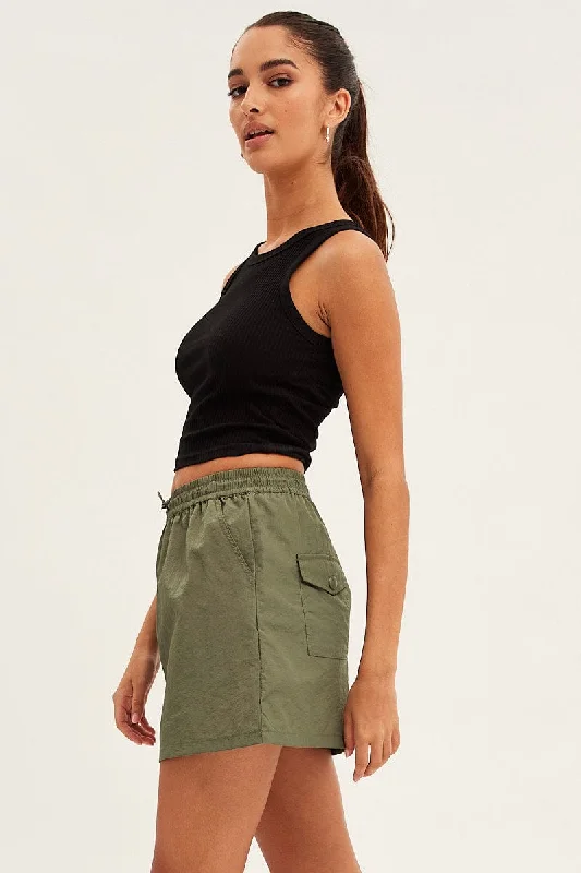 Green Parachute Cargo Skirt Mid Rise Mini