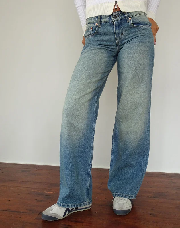 Low Rise Parallel Jeans in Sea Green