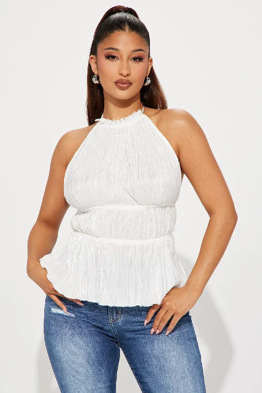 Spring Time Plisse Blouse Top - Ivory