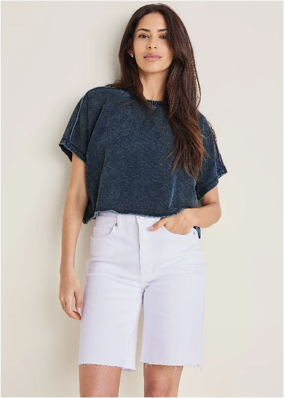 Relaxed boxy tee - Blue Indigo Wash