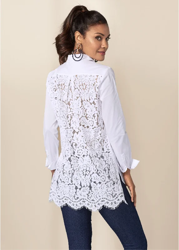 Lace back blouse - White