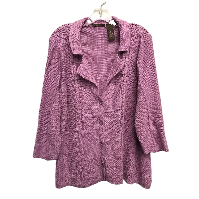 Purple Sweater Cardigan By Heather B, Size: 3x