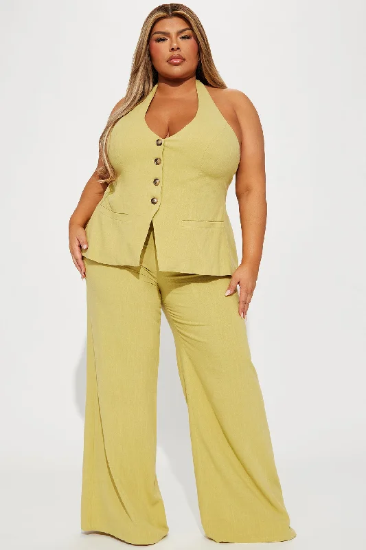 Cece Linen Pant Set - Chartreuse