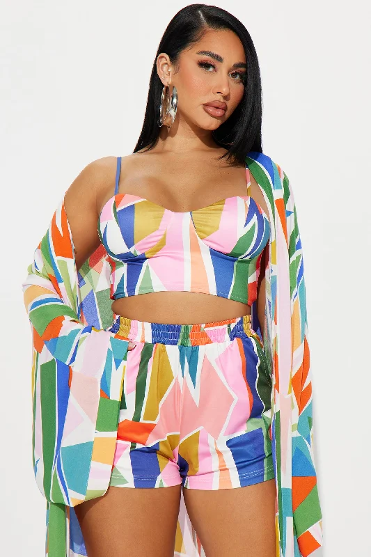 Charli 3 Piece Satin Short Set - Multi Color