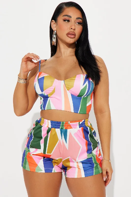 Charli 3 Piece Satin Short Set - Multi Color