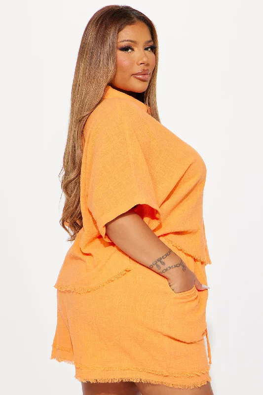 Easy Breezy Linen Short Set - Orange