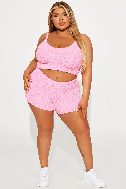 Unbothered Mood Cozy Short Set - Pink