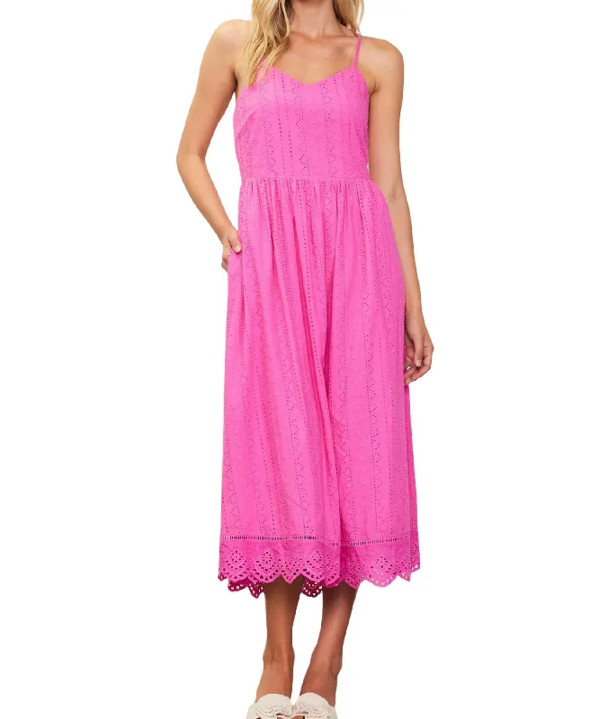 Alesia Eyelet Dress In Pink Bubblegum