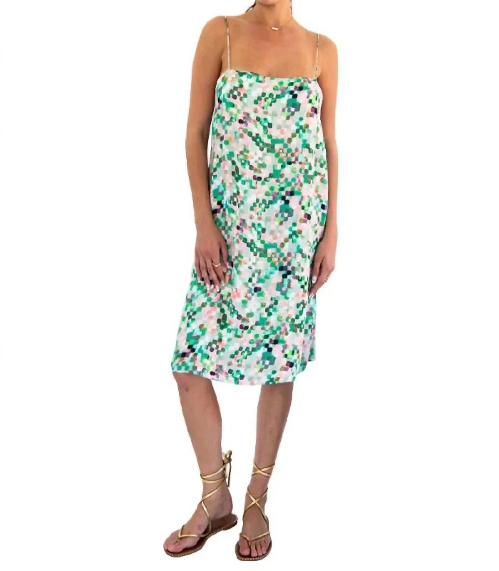 Julianne Boxy Slip Dress In Pixel Print