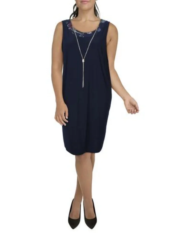 Plus Womens Contrast Trim Polyester Sheath Dress