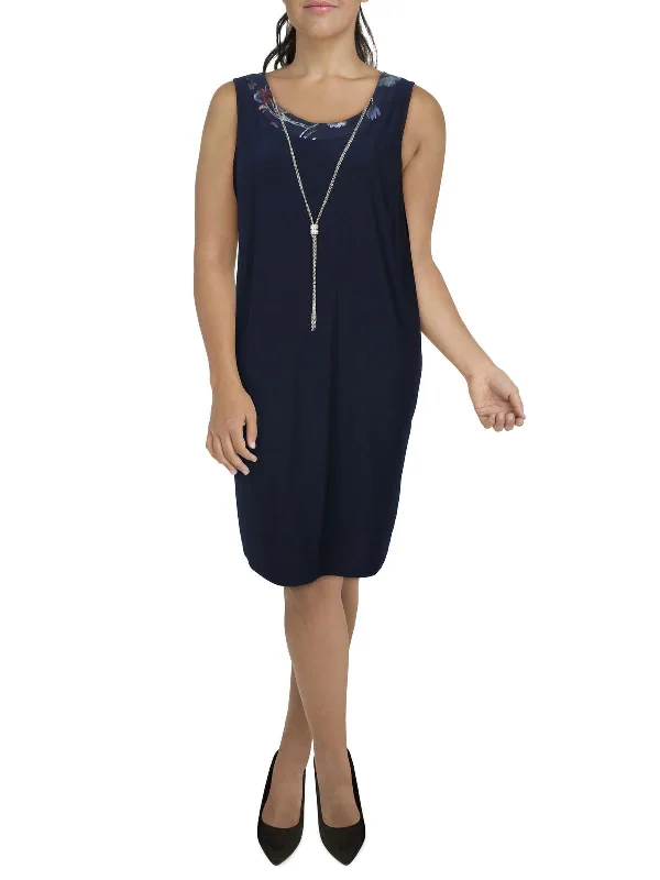 Plus Womens Knit Sleeveless Cocktail Dress