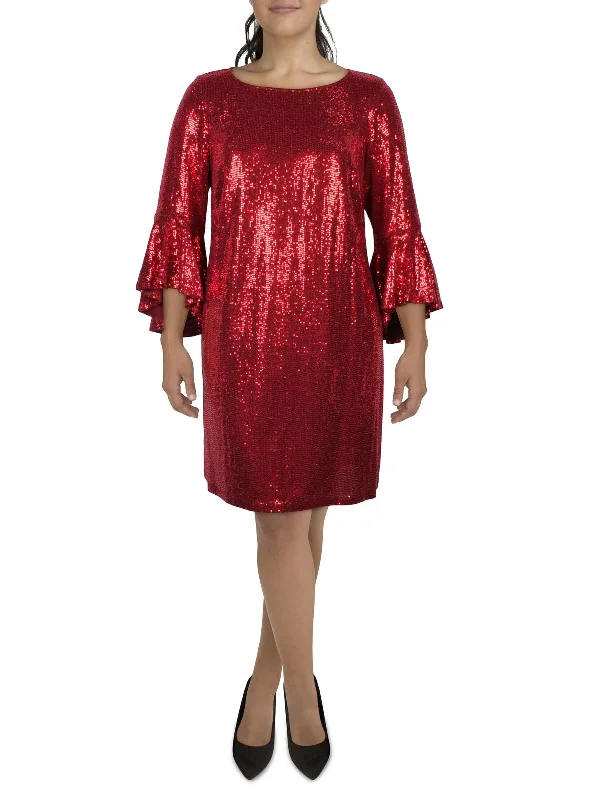 Plus Womens Sequined Seamless Shift Dress