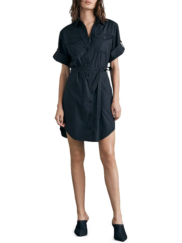 Roxanne Womens Pocket Cotton Shirtdress