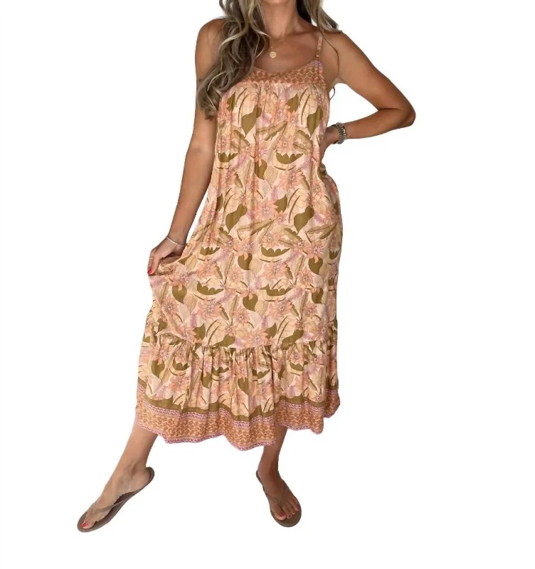 Sally Slip Dress In 70S Pink Floral