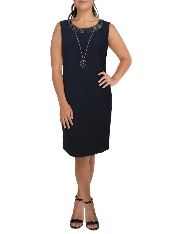 Womens Contrast Trim Polyester Sheath Dress