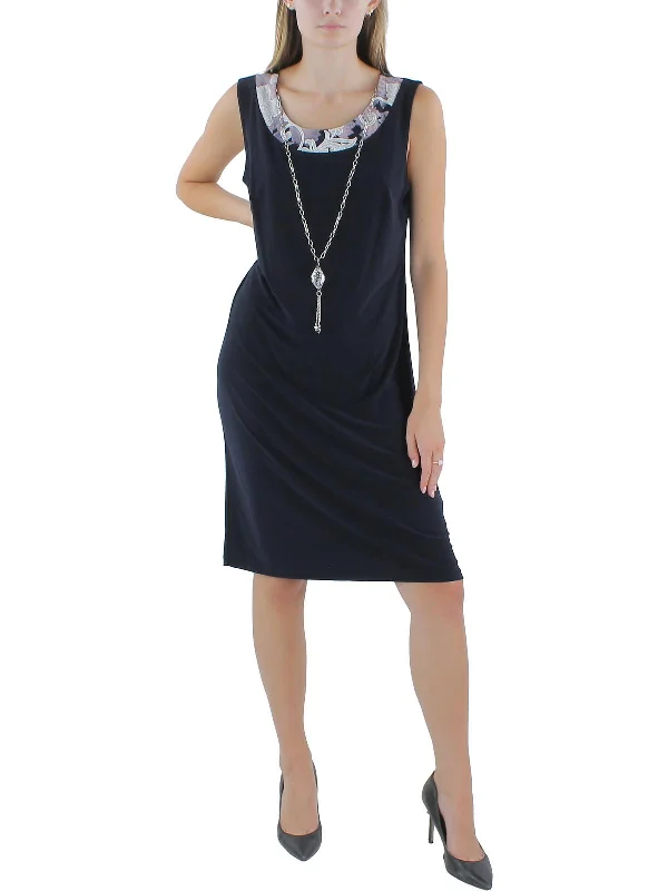 Womens Knit Sleeveless Sheath Dress