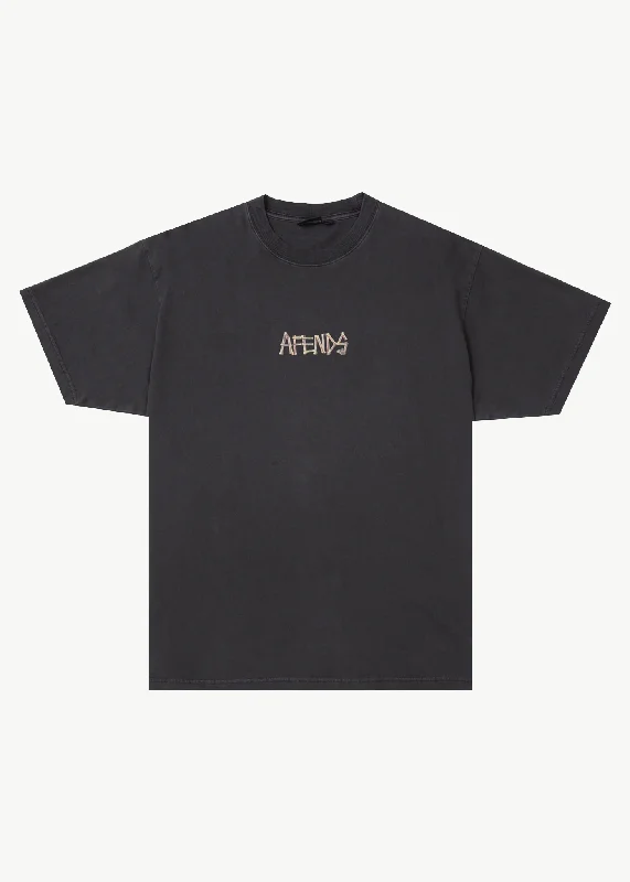 AFENDS Mens Crashed Out - Boxy Fit Tee - Stone Black