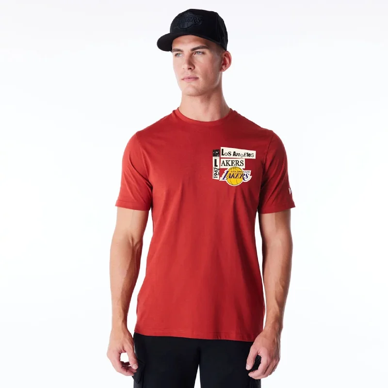 LA Lakers Newspaper Graphic Red T-Shirt