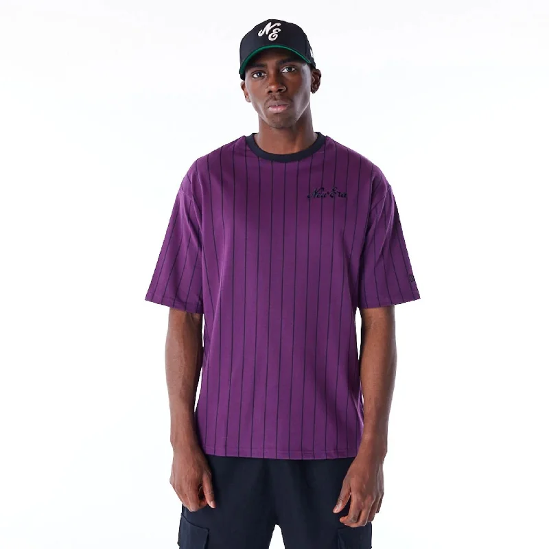 New Era Pinstripe Dark Purple Oversized T-Shirt