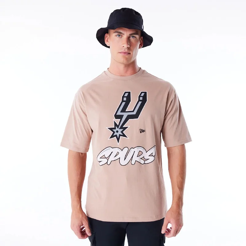 San Antonio Spurs NBA Wordmark Beige Oversized T-Shirt