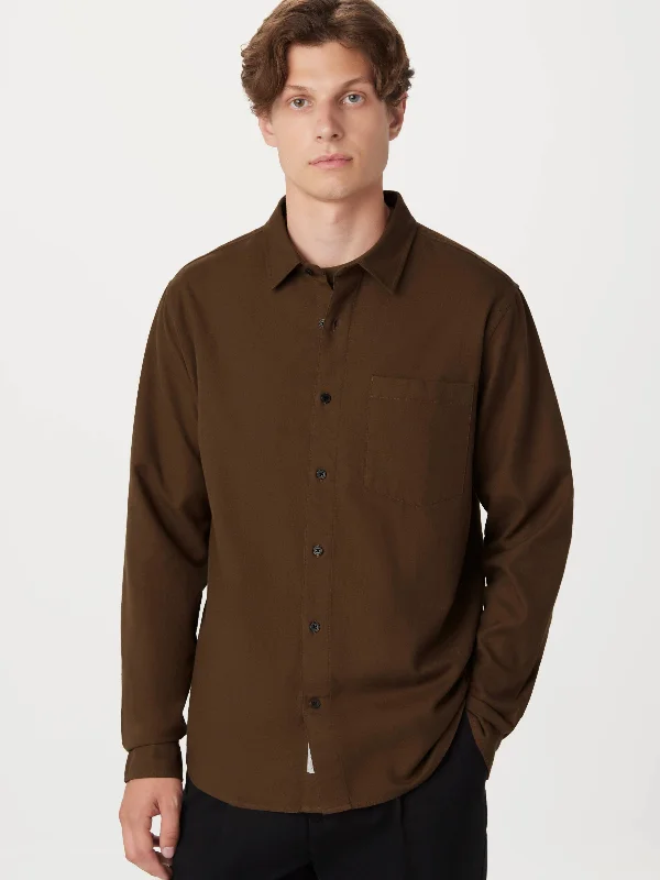 The Yak Wool Flannel Shirt in Mustang Brown