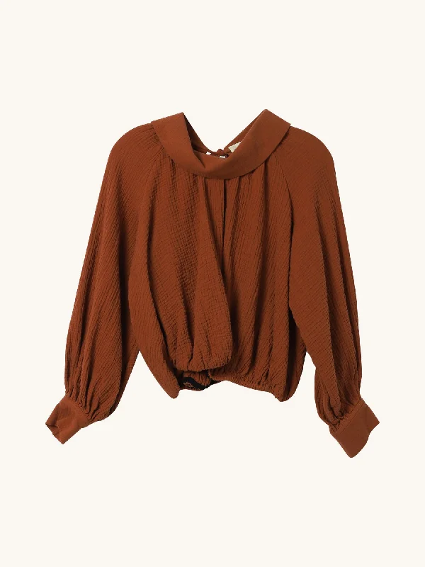 Gauze Long Sleeve Gwendolyn Top in Umber