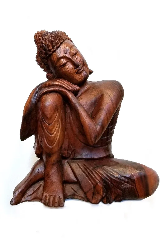 Hand Carved Wooden Relaxing Buddha (40 cm)