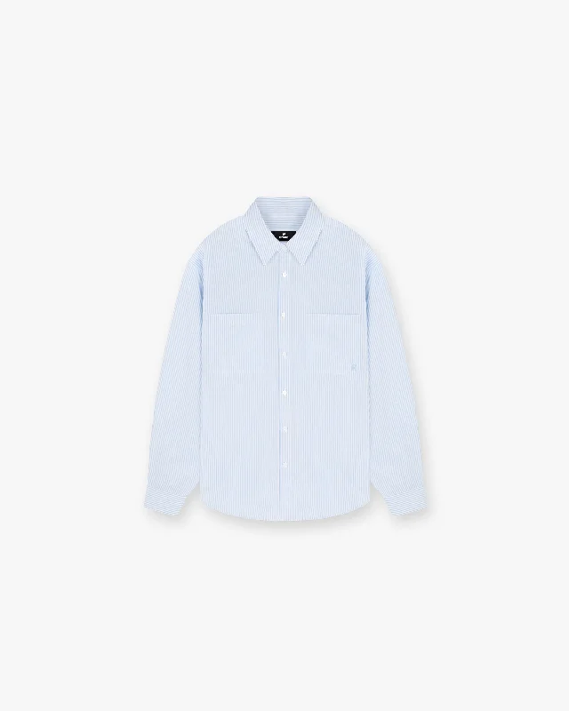 Long Sleeve Pinstripe Shirt - Baby Blue