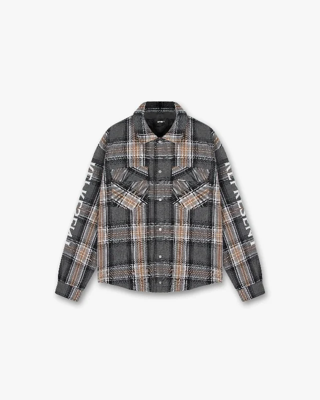 Quilted Flannel Overshirt - Grey Check