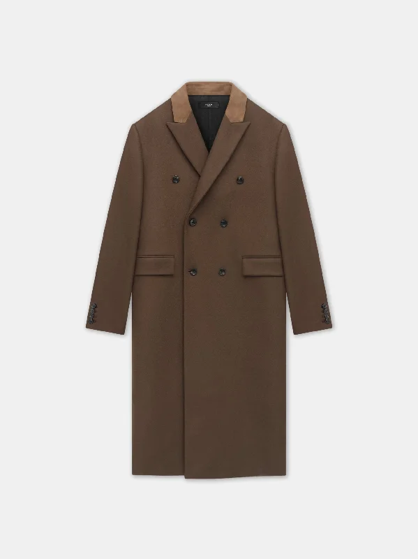 DOUBLE-BREASTED OVERCOAT - Dark Brown