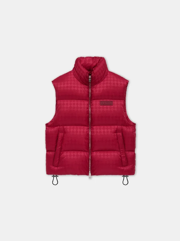 MA QUAD JACQUARD DOWN GILET - Deep Red