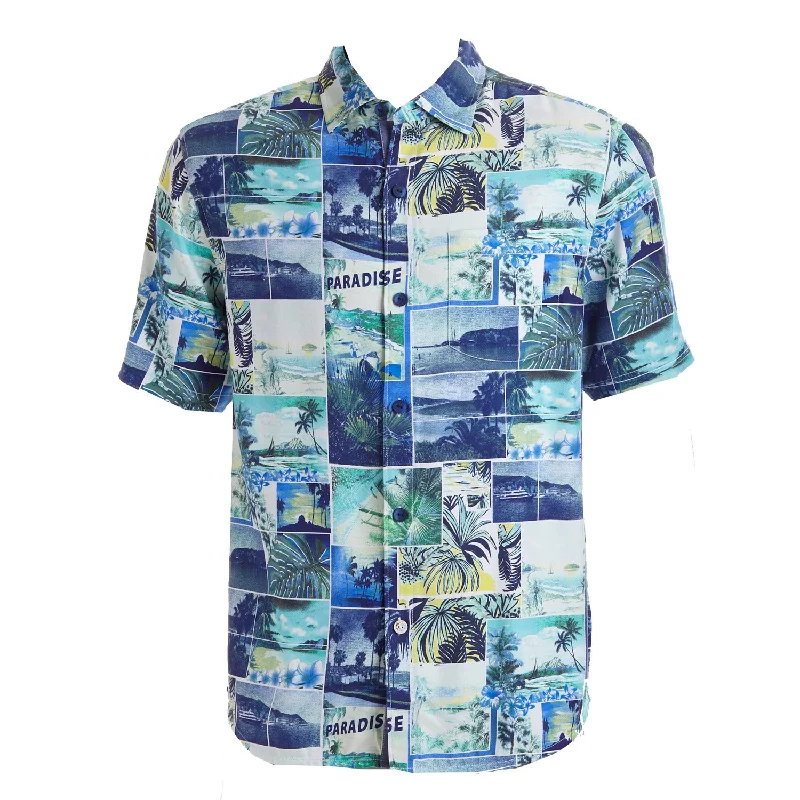 Tommy Bahama Big & Tall Island Snapshot Camp Shirt - Turkish Sea