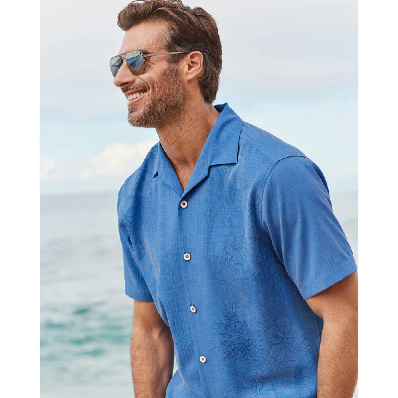 Tommy Bahama Big & Tall Bali Border Camp Shirt - Mountain Bluebell