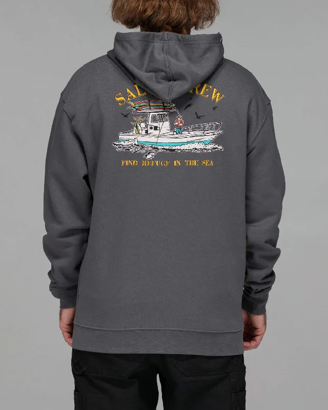 FISH ON HOOD FLEECE - Charcoal