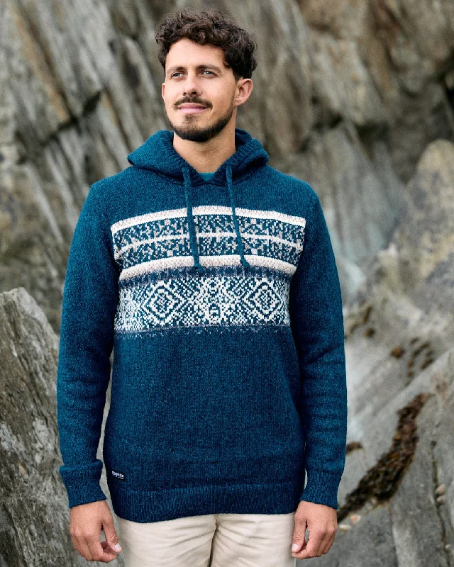 Lukas - Mens Knitted Hoodie - Blue