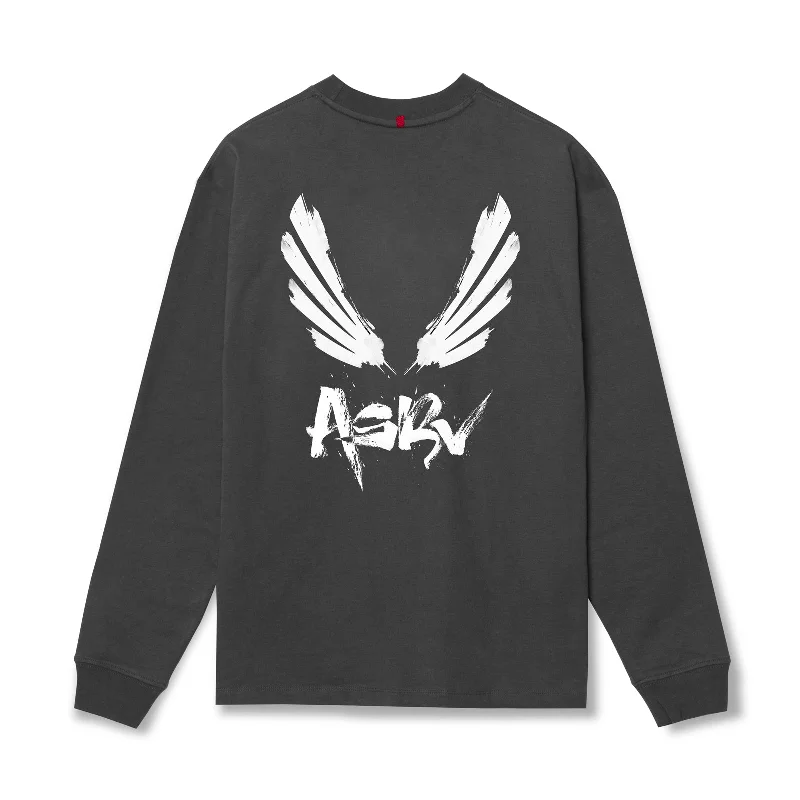 0851. Tech Essential™ Relaxed Long Sleeve  -  Space Grey "Brush Wings/ASRV"