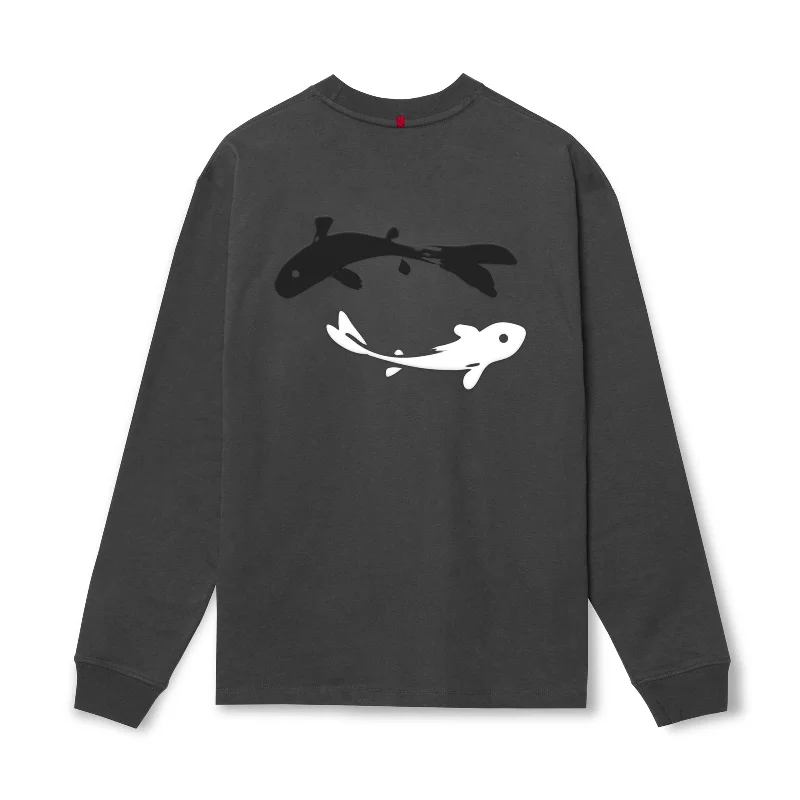 0851. Tech Essential™ Relaxed Long Sleeve  -  Space Grey "Koi"