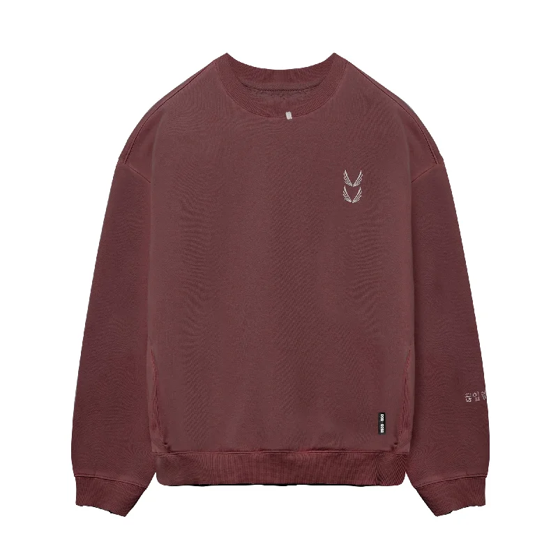 0861. Tech Essential™ Distressed Crewneck - Faded Crimson