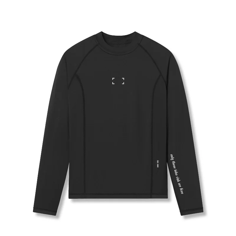 0908. WarpFlexx™ Compression Mock Neck Long Sleeve - Black "Space Bracket"