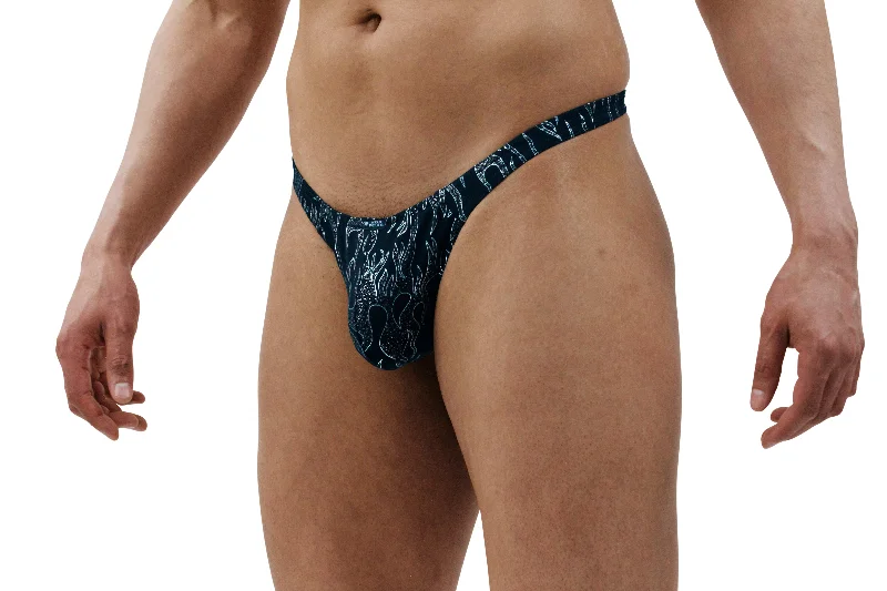 Stylish and Contemporary Black Flame Men's Thong