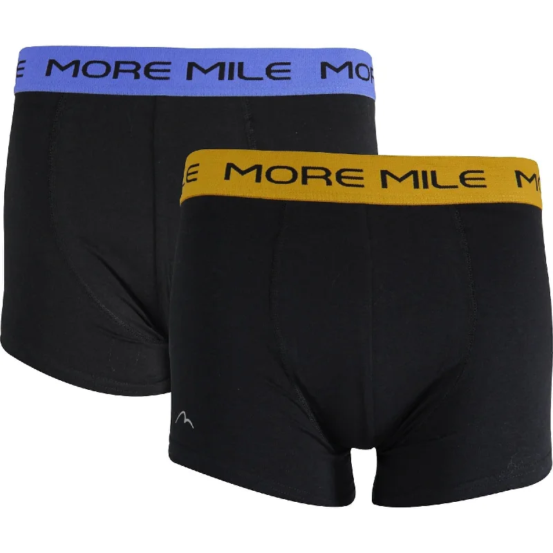 More Mile Classic (2 Pack) Mens Boxer Shorts - Black