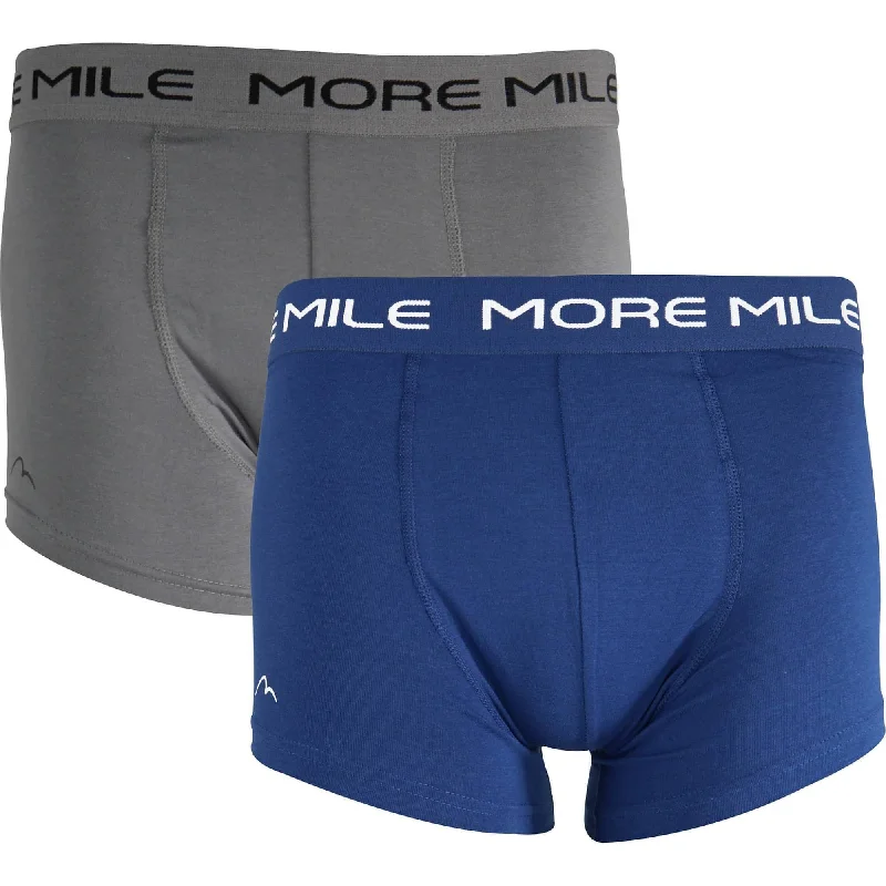 More Mile Classic (2 Pack) Mens Boxer Shorts - Blue