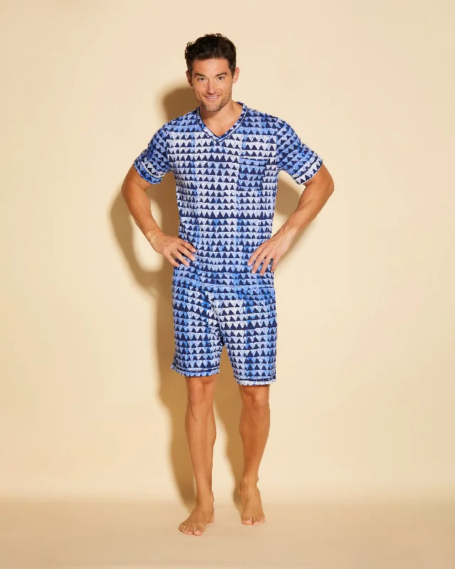 Conjunto De Pijama Para Hombre Con Camisa De Manga Corta Y Pantalones Cortos