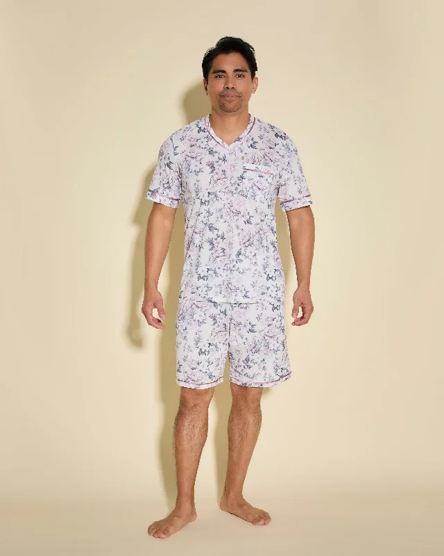 Conjunto De Pijama Para Hombre Con Camisa De Manga Corta Y Pantalones Cortos