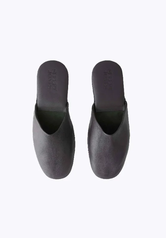 Durham Travel Slippers in Ink Leather