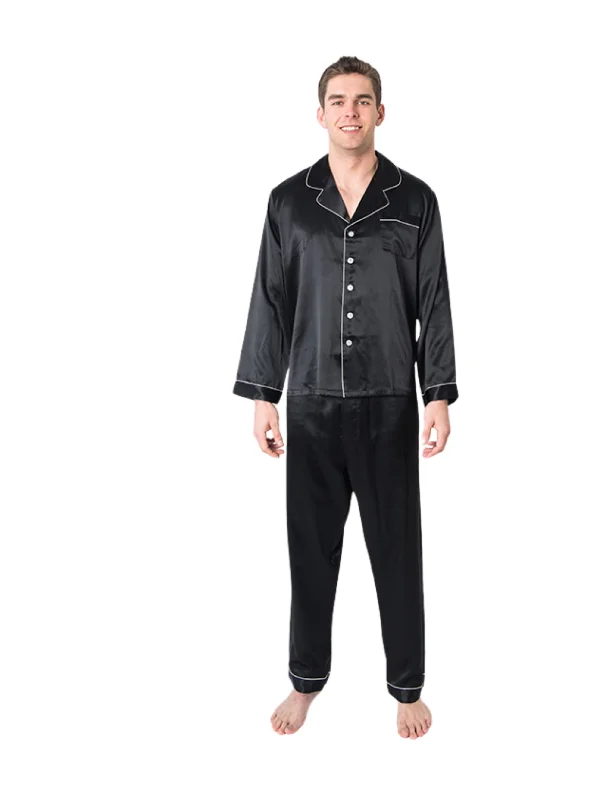 Men's Black Mulberry Silk Pajama Set