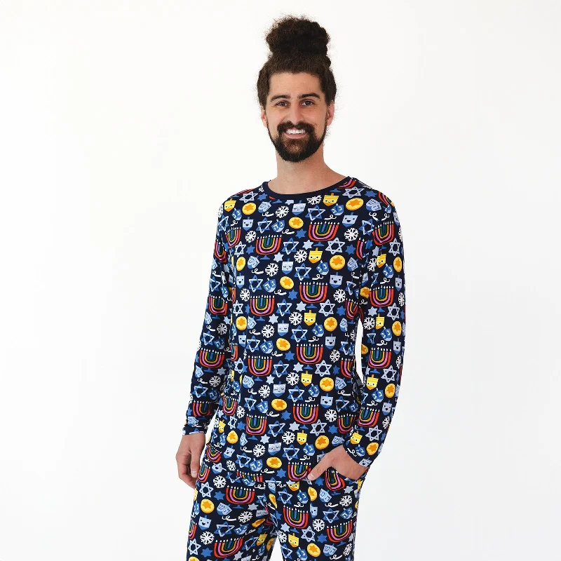 Playful Dreidels Men's Long Sleeve Pajama Top